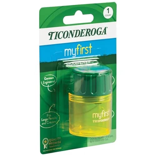 Ticonderoga My First Large Barrel Pencil Sharpener, Yellow and Green | Jumbo Size, Mess-Free Design thumbnail 6