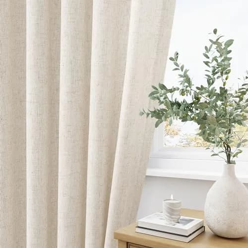 Aersas Cream Beige Linen Curtains 203cm (72 Inches) Long 2 Panels Set | Light Filtering Pinch Pleated Drapes for Living Room & Bedroom thumbnail 3