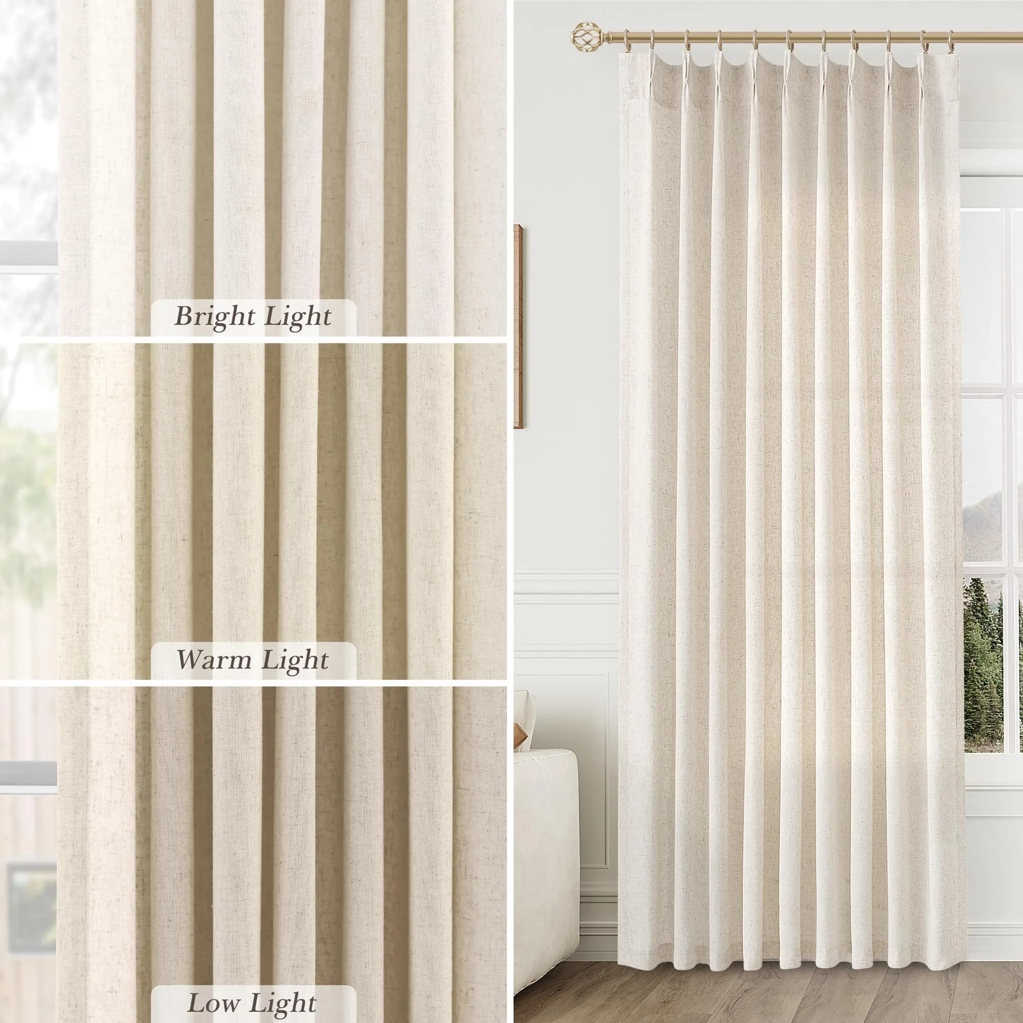 Aersas Cream Beige Linen Curtains 203cm (72 Inches) Long 2 Panels Set | Light Filtering Pinch Pleated Drapes for Living Room & Bedroom thumbnail 4