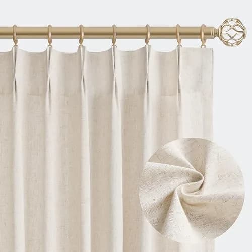 Aersas Linen Pinch Pleated Curtains 84 Inch | Semi Sheer Window Drapes for Living Room & Bedroom thumbnail 1