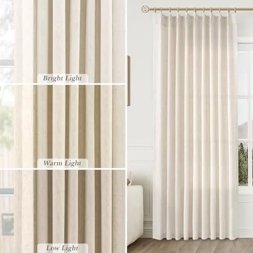 Aersas Linen Pinch Pleated Curtains 84 Inch | Semi Sheer Window Drapes for Living Room & Bedroom thumbnail 4