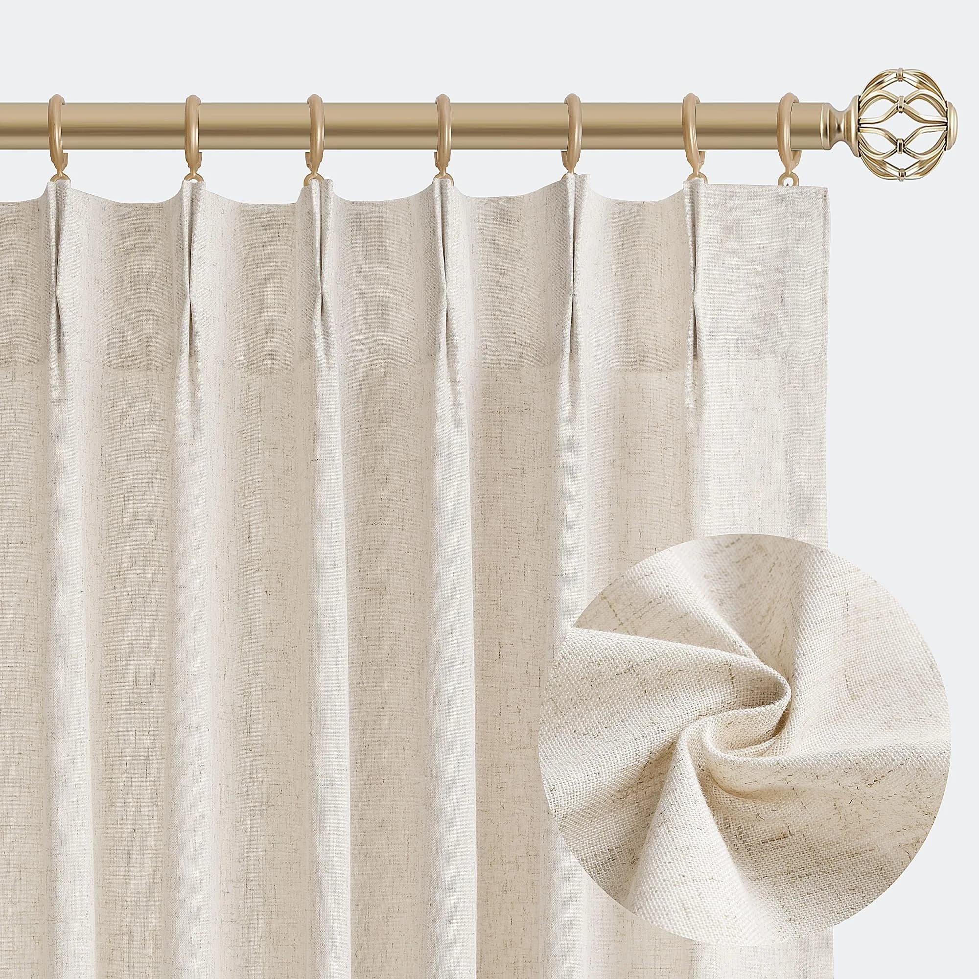 Aersas Linen Pinch Pleated Curtains 84 Inch | Semi Sheer Window Drapes for Living Room & Bedroom - main product image