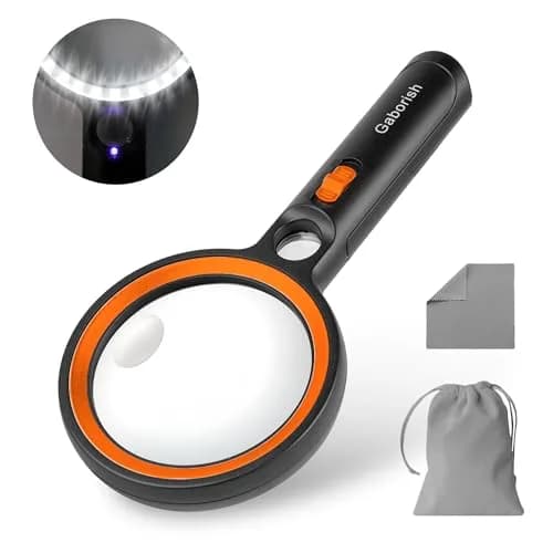 GABORISH Handheld Illuminated Magnifying Glass with 30 LED Lights, 10X 20X 45X Magnification, 8.9cm (3.5 Inch) Lens | Visual Impairment Aid thumbnail 9
