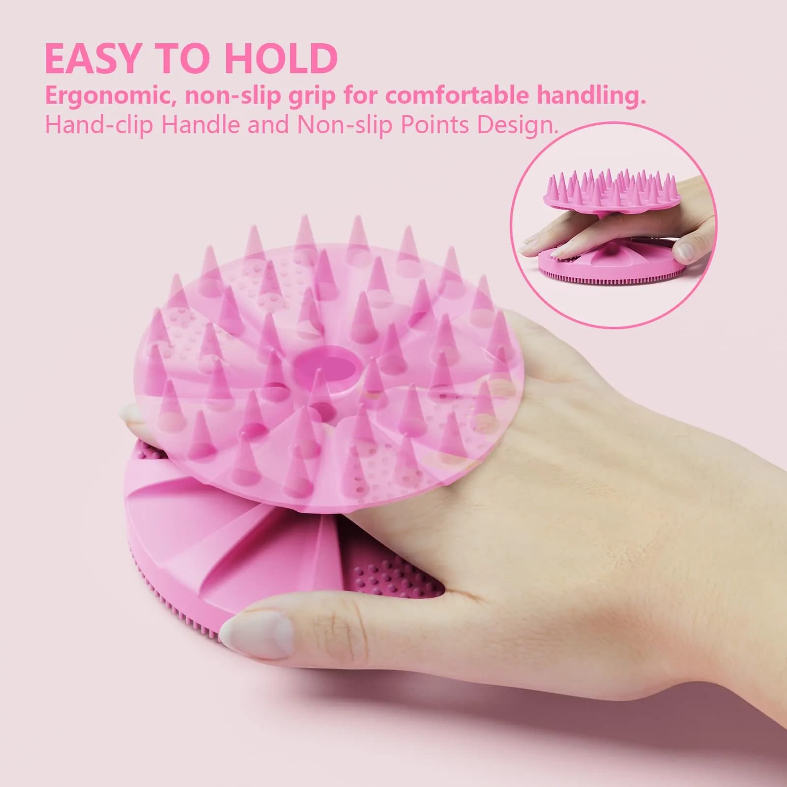 BEAUTAIL 2-in-1 Silicone Body Scrubber & Scalp Massager Brush | Lilac (10.5cm x 10.5cm x 6.5cm) - view 6