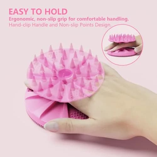 BEAUTAIL 2-in-1 Silicone Body Scrubber & Scalp Massager Brush | Lilac (10.5cm x 10.5cm x 6.5cm) thumbnail 6
