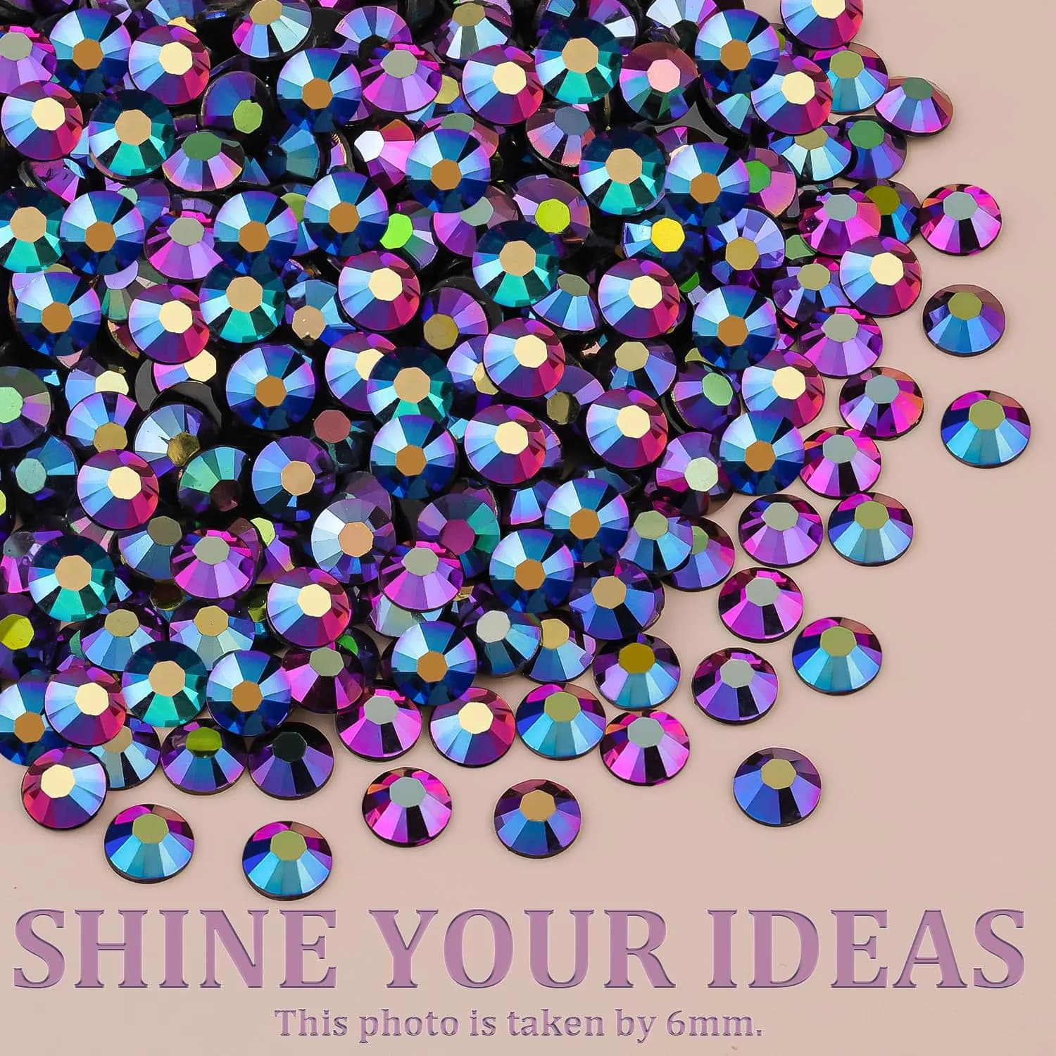 TINKRSTUFF Purplish Black AB 3Pcs Craft Beads | Flatback Crystal Gems with Glue & Tools - view 6