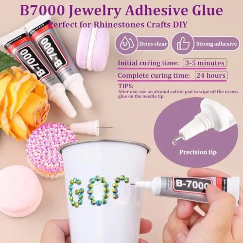 TINKRSTUFF Resin Jelly Rhinestones with B7000 Glue, Emerald Black AB Flatback Crystals (1 Box + 3x10ml Glue) | Sparkle for Nails & Crafts thumbnail 4