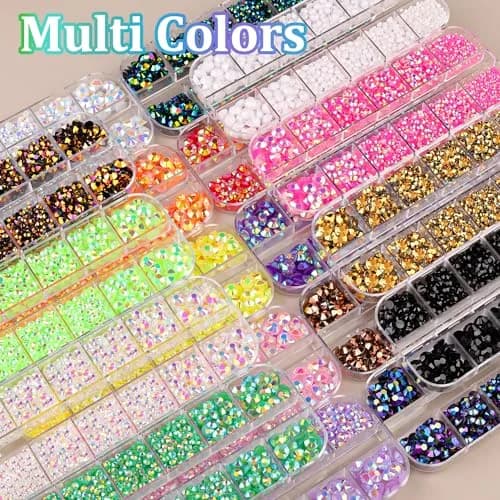 TINKRSTUFF Resin Jelly Rhinestones with B7000 Glue, Emerald Black AB Flatback Crystals (1 Box + 3x10ml Glue) | Sparkle for Nails & Crafts thumbnail 7