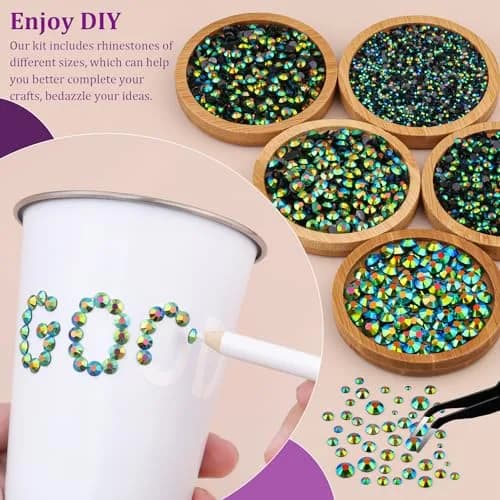 TINKRSTUFF Resin Jelly Rhinestones with B7000 Glue, Emerald Black AB Flatback Crystals (1 Box + 3x10ml Glue) | Sparkle for Nails & Crafts thumbnail 3