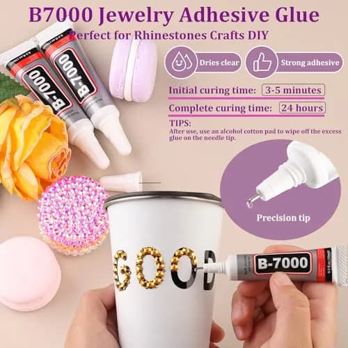 TINKRSTUFF Resin Jelly Rhinestones with B7000 Glue | Gold Flatback Crystals for Crafts & Nails (1 Box + 3x10ml Glue) thumbnail 5