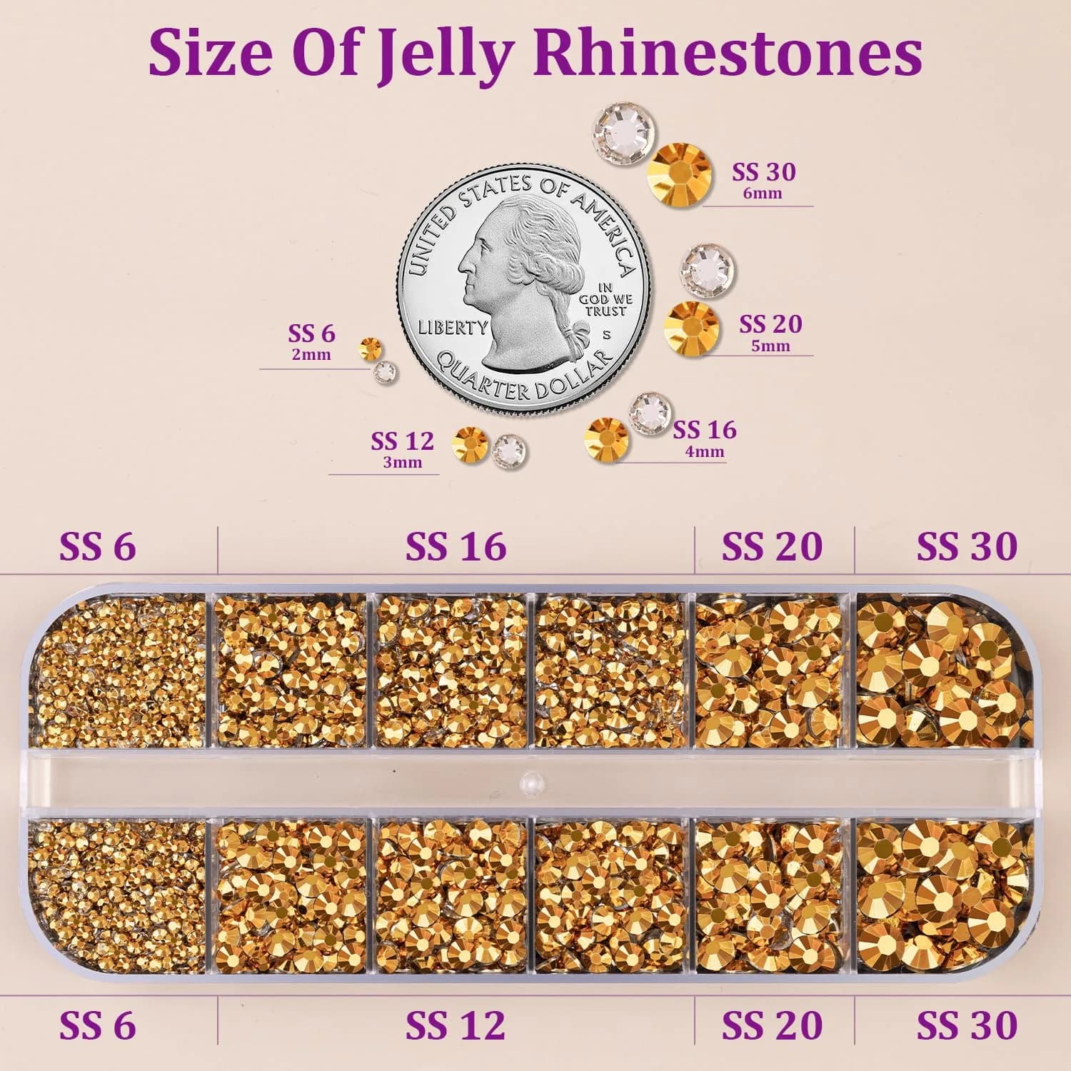 TINKRSTUFF Gold Flatback Resin Jelly Rhinestones - Small Pack with B7000 Glue | Craft & Nail Art Embellishments - view 2