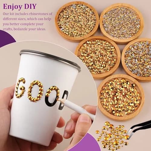 TINKRSTUFF Resin Jelly Rhinestones with B7000 Glue | Gold Flatback Crystals for Crafts & Nails (1 Box + 3x10ml Glue) thumbnail 3