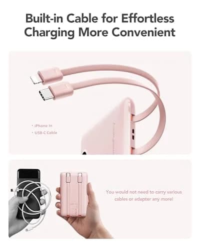 WeeFancy Compact Portable Charger 10000mAh with Built-in Cables | Fast Charging & TSA Approved thumbnail 6