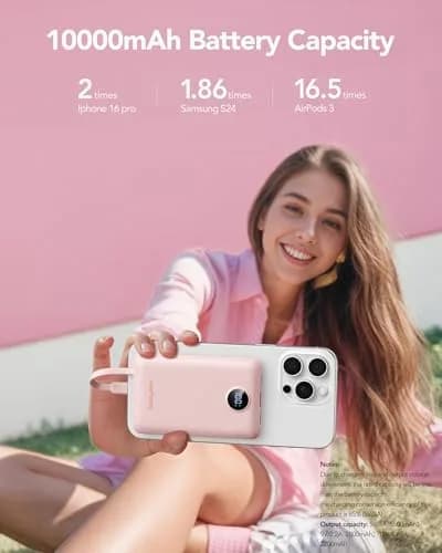 WeeFancy Compact Portable Charger 10000mAh with Built-in Cables | Fast Charging & TSA Approved thumbnail 8