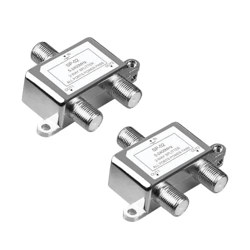 NEWCARE 2-Way Coaxial Cable Splitter for MoCA, 5-2400MHz, RG6 Compatible, 2-Pack Silver | Splits Digital Signal to 2 Devices thumbnail 1
