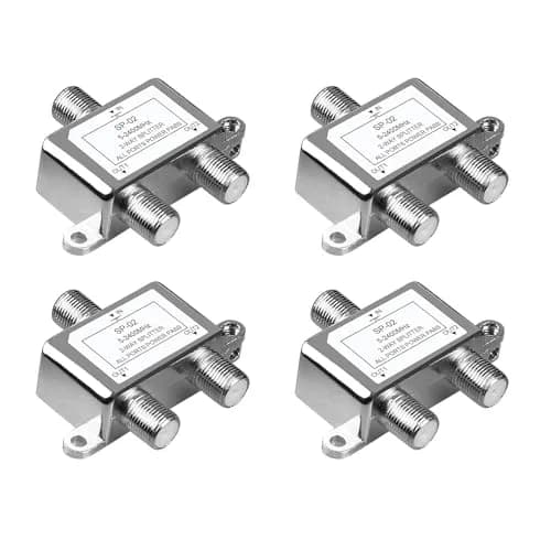NEWCARE 2-Way Coaxial Cable Splitter 4-Pack | 5-2400MHz RG6 Compatible thumbnail 1