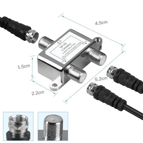 NEWCARE 2-Way Coaxial Cable Splitter 4-Pack | 5-2400MHz RG6 Compatible thumbnail 7