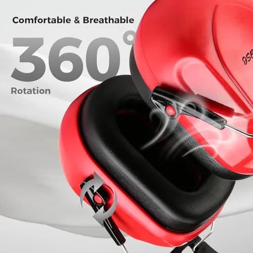 ProCase Hearing Protection Ear Muffs NRR 28dB | Noise Cancelling Headphones for Adults & Teens (Red) thumbnail 4