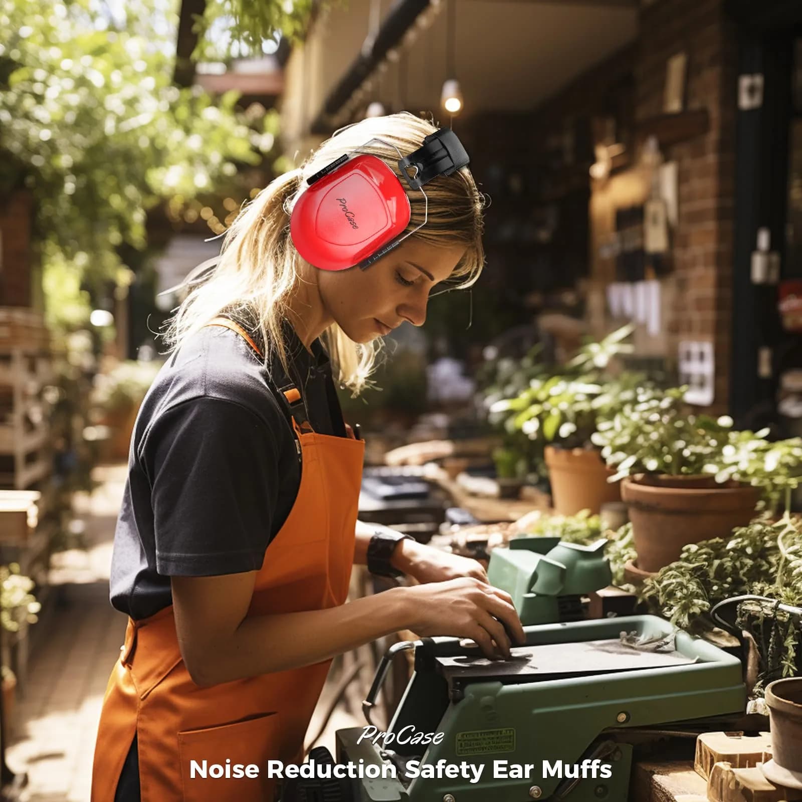 ProCase Hearing Protection Ear Muffs NRR 28dB | Noise Cancelling Headphones for Adults & Teens (Red) - view 5