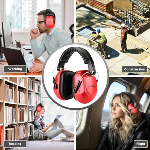 ProCase Hearing Protection Ear Muffs NRR 28dB | Noise Cancelling Headphones for Adults & Teens (Red) thumbnail 7