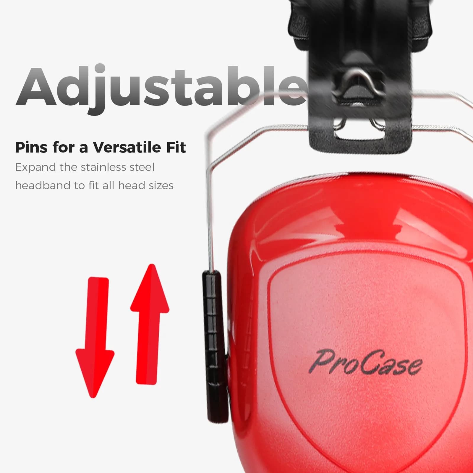 ProCase Hearing Protection Ear Muffs NRR 28dB | Noise Cancelling Headphones for Adults & Teens (Red) - view 2