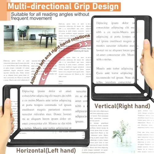 AKKYCVS 5X Full Page Magnifying Glass with Handle & Wrist Strap, 12.7cm x 17.8cm (5" x 7") Viewing Area | Lightweight Reading Aid for Seniors thumbnail 5