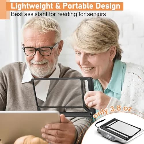 AKKYCVS 5X Full Page Magnifying Glass with Handle & Wrist Strap, 12.7cm x 17.8cm (5" x 7") Viewing Area | Lightweight Reading Aid for Seniors thumbnail 6