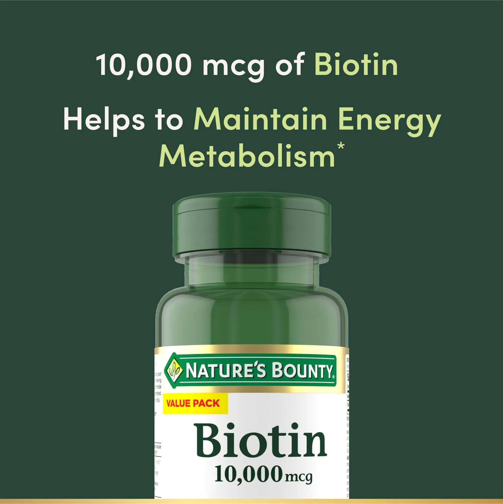 Nature's Bounty Biotin Hair Skin and Nails Vitamins 10000mcg 180 Count Softgels | Supports Healthy Hair Skin Nails & Energy Metabolism - view 3