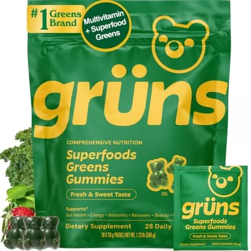Grüns Adult Greens Gummies & Daily Multivitamin 28 ct | Clinically Tested & Science-Backed thumbnail 1