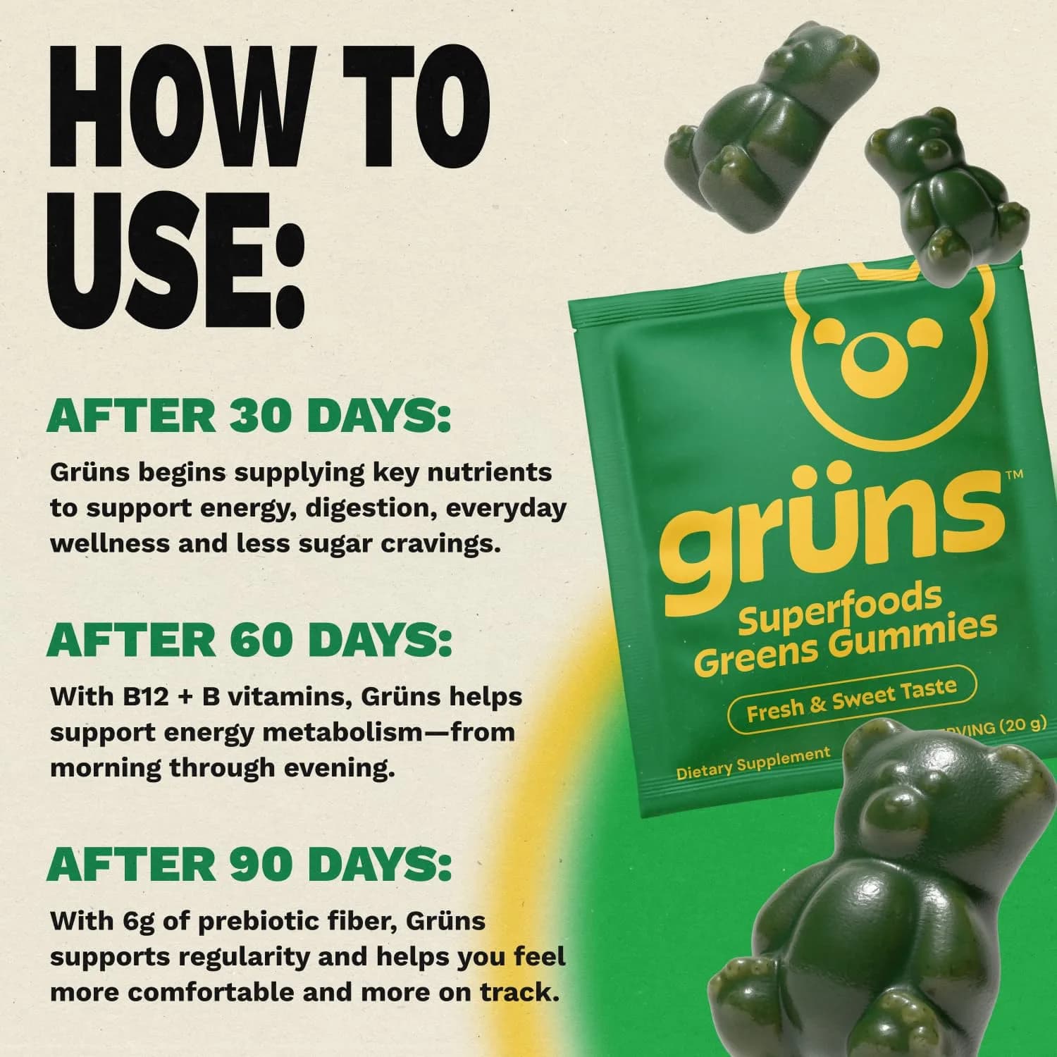 Grüns Adult Greens Gummies & Daily Multivitamin 28 ct | Clinically Tested & Science-Backed - view 4