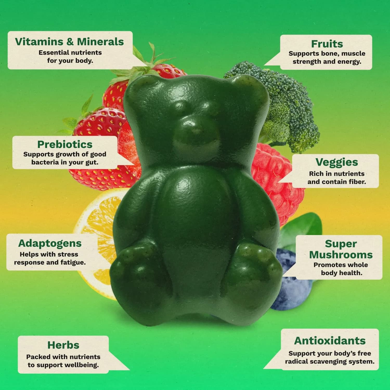 Grüns Adult Greens Gummies & Daily Multivitamin 28 ct | Clinically Tested & Science-Backed - view 5