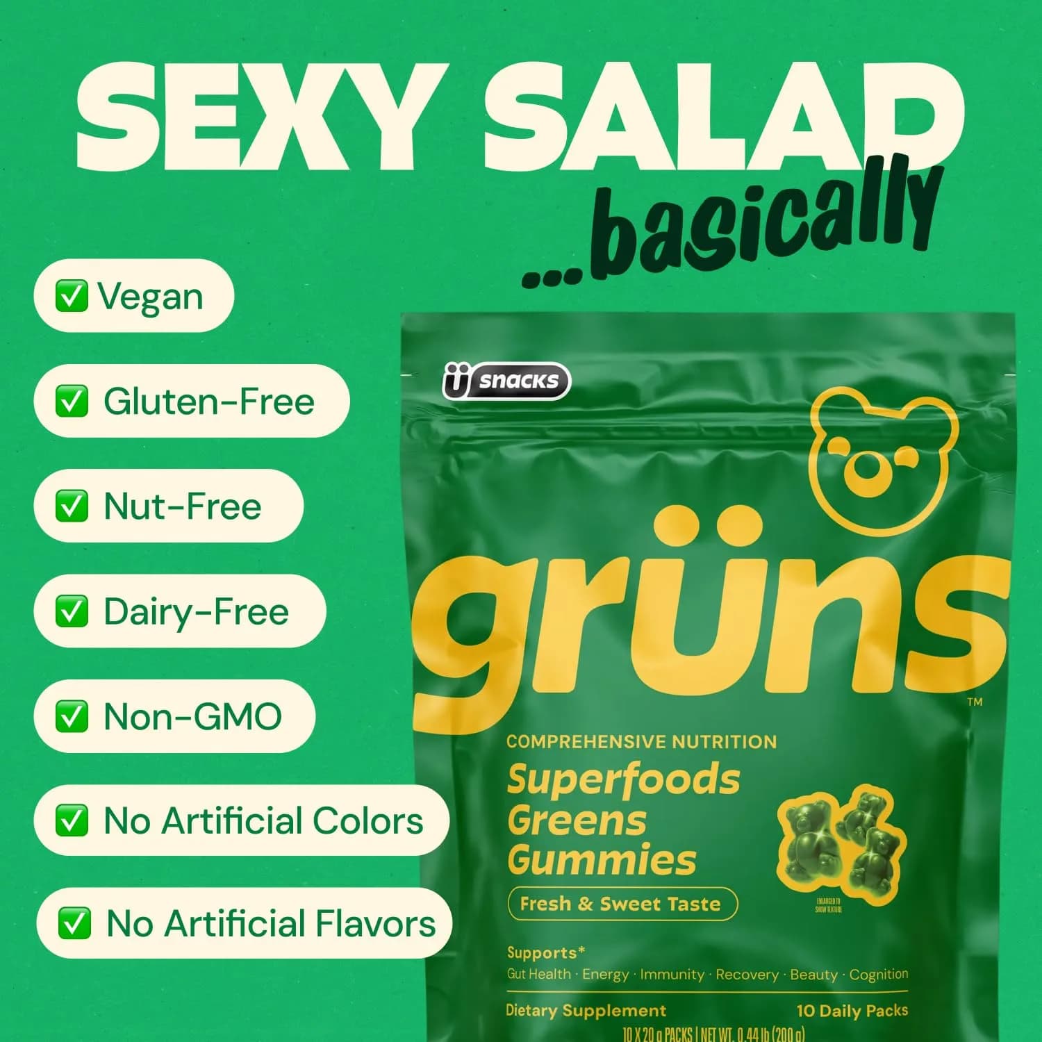 Grüns Adult Greens Gummies & Daily Multivitamin 28 ct | Clinically Tested & Science-Backed - view 7