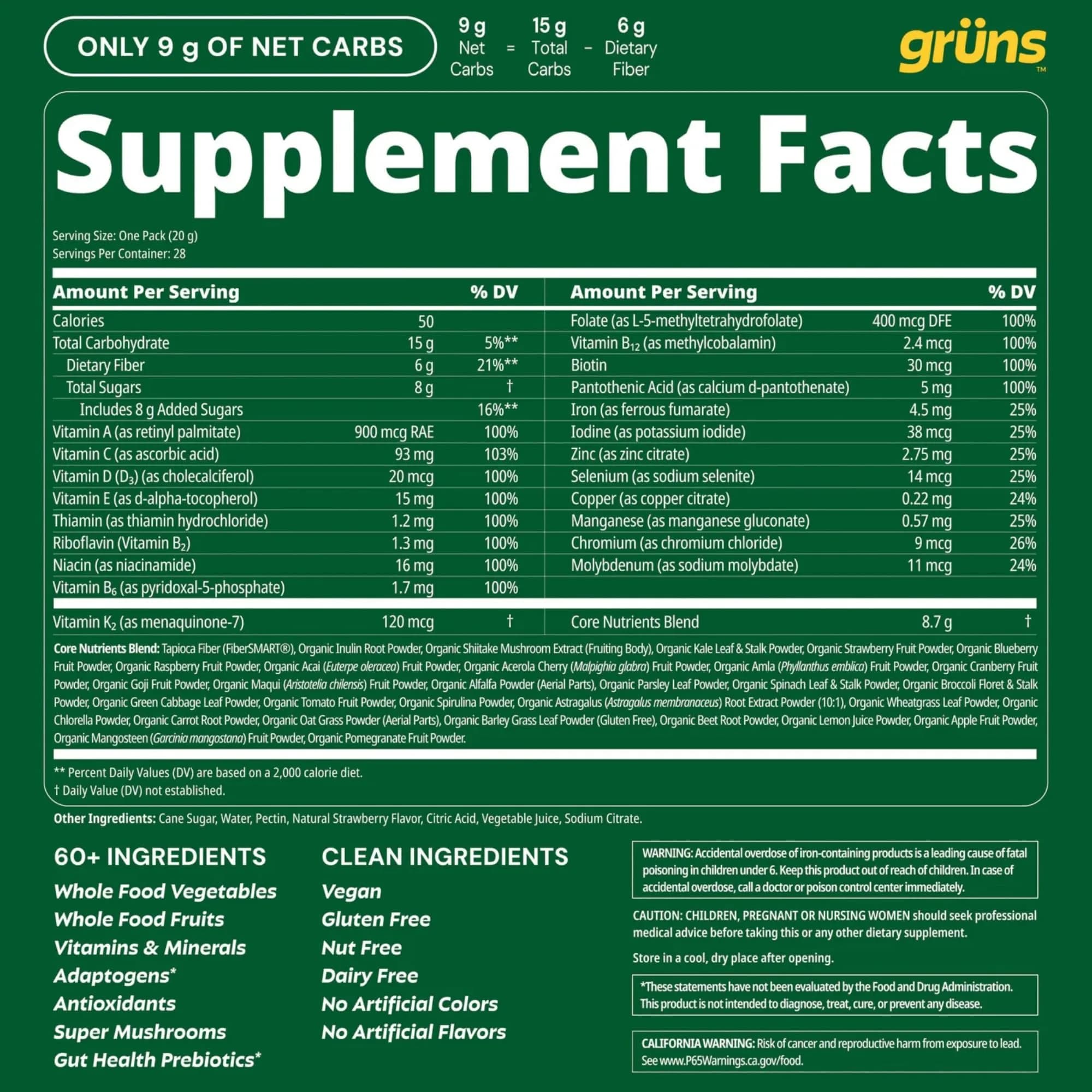 Grüns Adult Greens Gummies & Daily Multivitamin 28 ct | Clinically Tested & Science-Backed - view 9