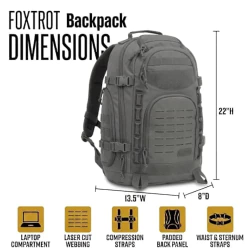 HIGHLAND TACTICAL Foxtrot 38L Large Tactical Backpack for Men & Women | Durable Hiking Travel Laptop Backpack with Organizer Pockets, MOLLE Daypack with Waist Belt for Everyday Carry, Camping, Work thumbnail 8