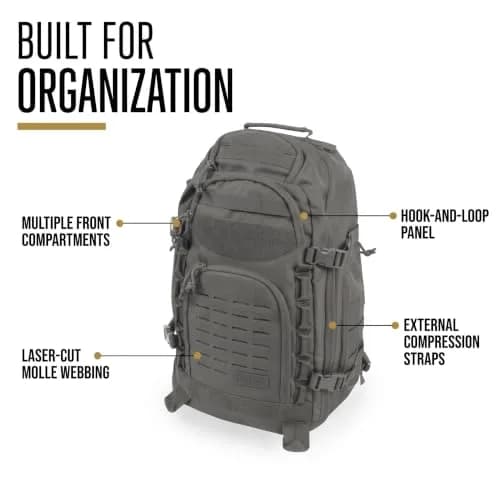 HIGHLAND TACTICAL Foxtrot 38L Large Tactical Backpack for Men & Women | Durable Hiking Travel Laptop Backpack with Organizer Pockets, MOLLE Daypack with Waist Belt for Everyday Carry, Camping, Work thumbnail 9