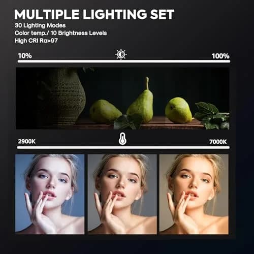 NiceVeedi 25W LED Video Light Kit 2-Pack with Tripod Stand, 73" Stream Light for Video Recording thumbnail 4