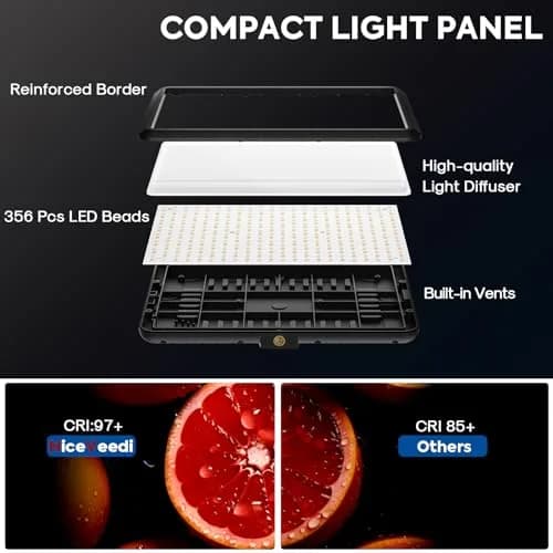 NiceVeedi 25W LED Video Light Kit 2-Pack with Tripod Stand, 73" Stream Light for Video Recording thumbnail 5