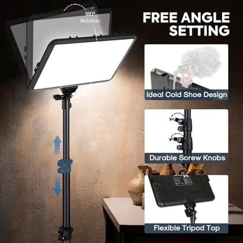 NiceVeedi 25W LED Video Light Kit 2-Pack with Tripod Stand, 73" Stream Light for Video Recording thumbnail 6