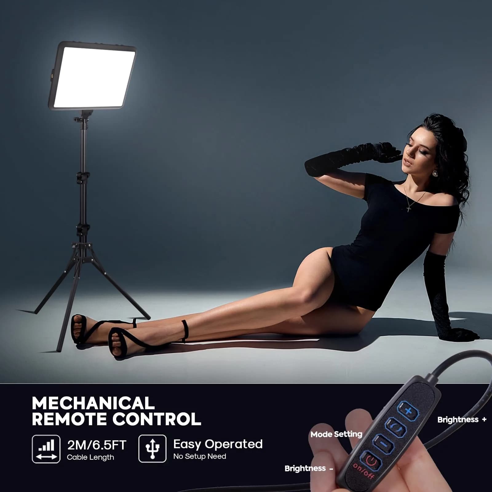 NiceVeedi 25W LED Video Light Kit 2-Pack with Tripod Stand, 73" Stream Light for Video Recording - view 3
