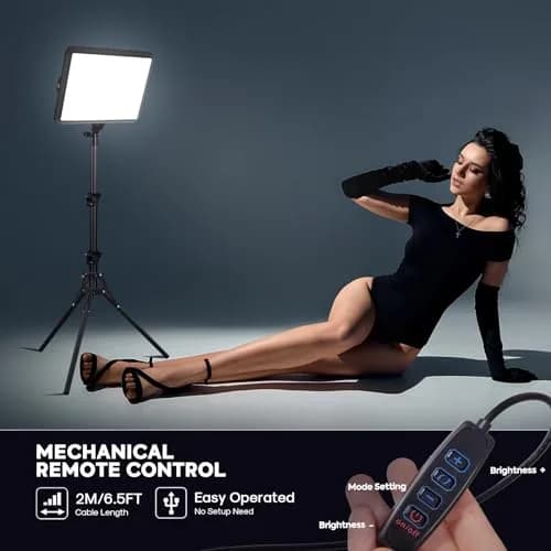 NiceVeedi 25W LED Video Light Kit 2-Pack with Tripod Stand, 73" Stream Light for Video Recording thumbnail 3