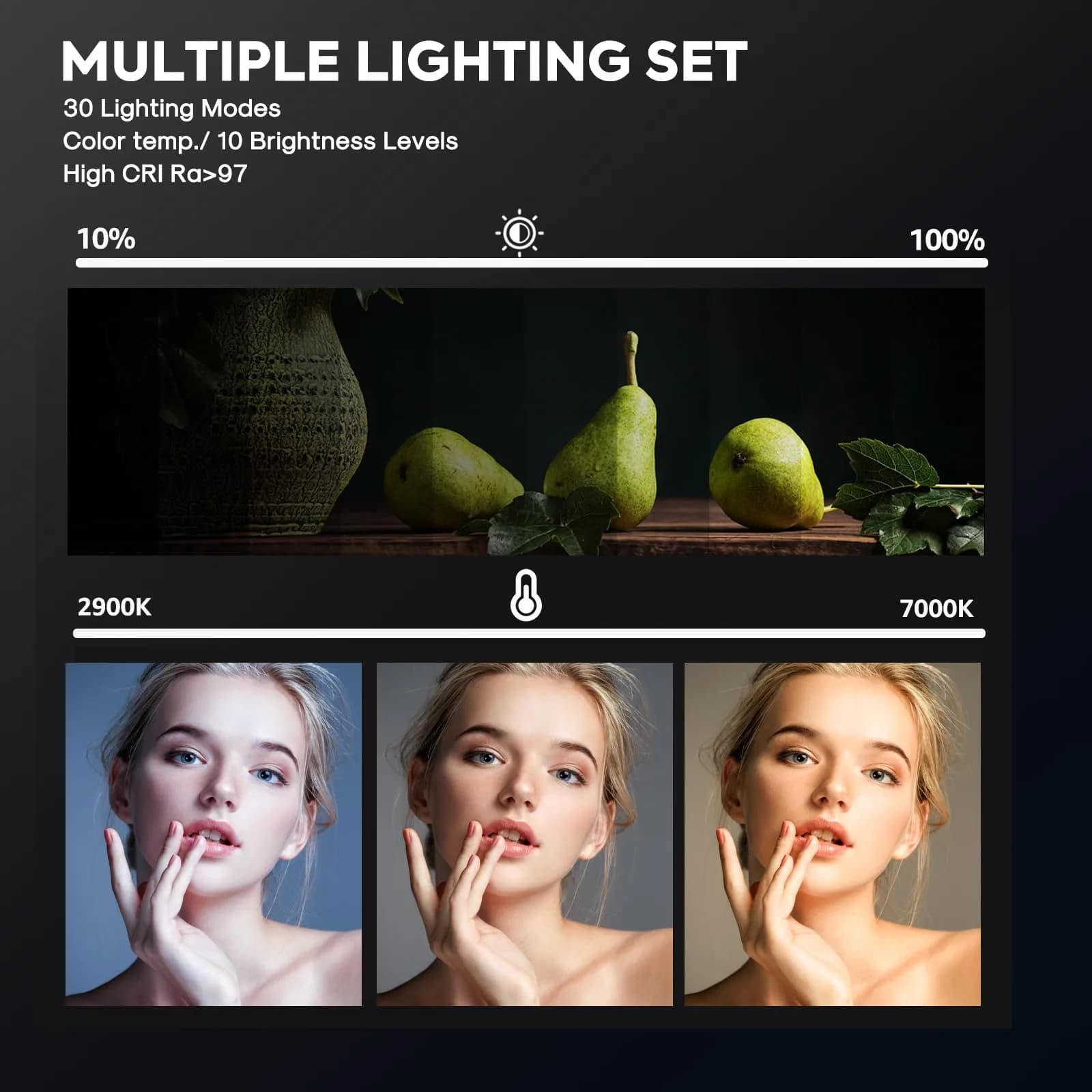 NiceVeedi 25W LED Video Light Kit 2-Pack with Tripod Stand, 73" Stream Light for Video Recording - view 4