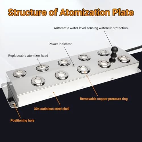 Toriexon Ultrasonic Mist Fogger 10 Heads | 7000ml/H, Stainless Steel, IP67 Waterproof thumbnail 7
