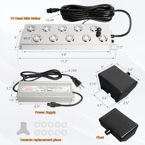 Toriexon Ultrasonic Mist Fogger 10 Heads | 7000ml/H, Stainless Steel, IP67 Waterproof thumbnail 3