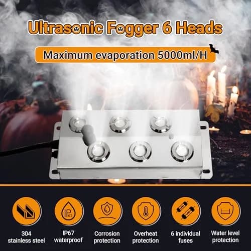 Toriexon Ultrasonic Mist Maker Fogger 6 Heads | 5000ml/H Outdoor Fogger for Gardens & Ponds thumbnail 4