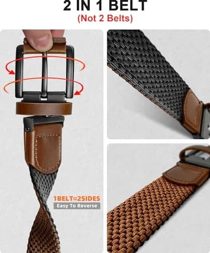 BULLIANT Reversible Stretch Braided Web Belt 1 3/8" | Modern Casual Style for Men thumbnail 2
