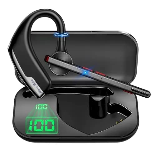 New Bee M51 Bluetooth Headset 2-Pack | Dual Mic Noise Cancelling Wireless Earpiece with 500mAh Charging Case thumbnail 1