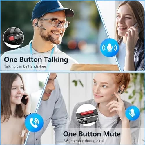 New Bee M51 Bluetooth Headset 2-Pack | Dual Mic Noise Cancelling Wireless Earpiece with 500mAh Charging Case thumbnail 4