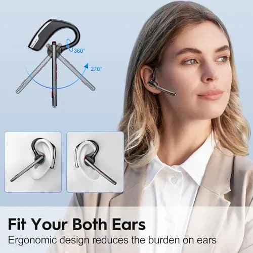 New Bee M51 Bluetooth Headset 2-Pack | Dual Mic Noise Cancelling Wireless Earpiece with 500mAh Charging Case thumbnail 5