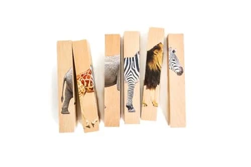 Montessori & Me Wooden Animal Chunky Puzzles for Toddlers 2+ Years - 4-in-1 Safari Animal Block Puzzle Toy | Educational STEM Learning thumbnail 3