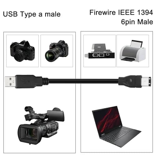 MEIRIYFA Firewire 1394 6-Pin to USB 2.0 Adapter Cable 1.8M | High-Speed Data Transfer for Printers, Scanners, Cameras thumbnail 5